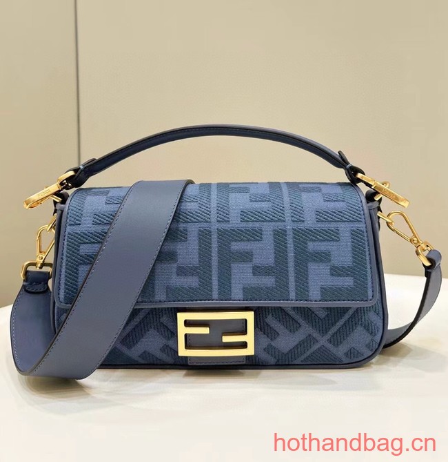 Fendi Baguette canvas bag with FF embroidery 8BR600 blue