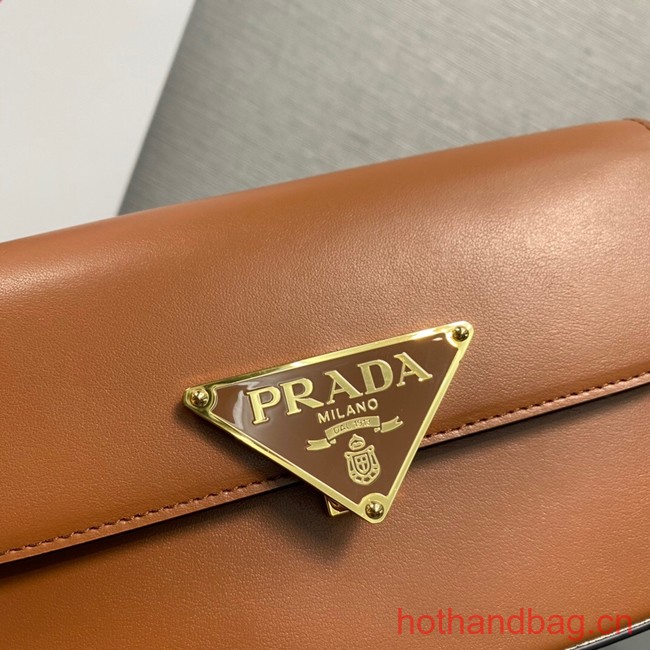 Prada Leather shoulder bag 1BD339 Cognac