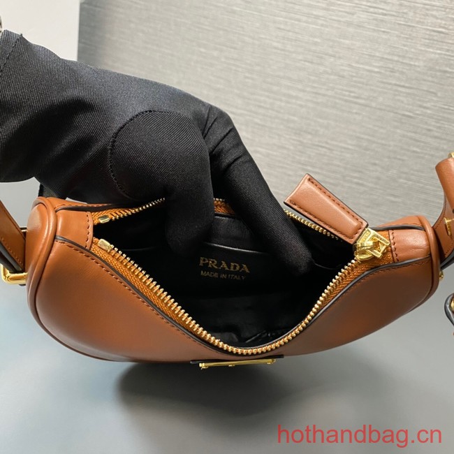 Prada leather shoulder bag 1BC199 brown