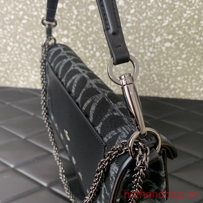 VALENTINO V-logo LOCO sheepskin and fabric handbag Q6ZN black