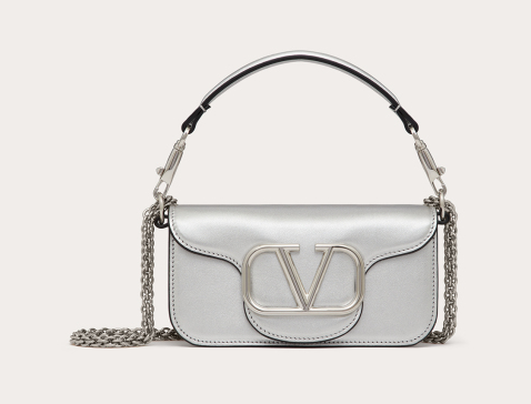 VALENTINO V logo MINI LOCO sheepskin bags B0L97 silver