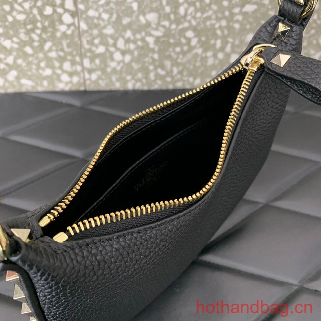 VALENTINO Rockstud calfskin small HOBO bag AG098 black