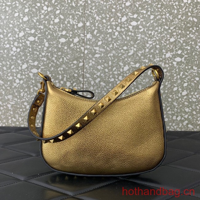 VALENTINO Rockstud calfskin small HOBO bag AG098 gold