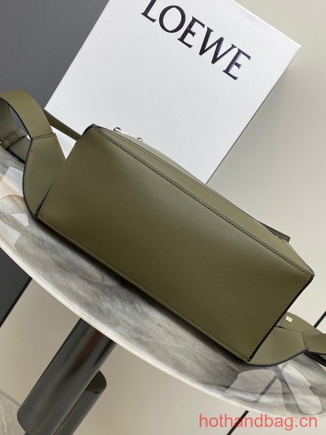 Loewe Small Classic Leather Puzzle Fanny Pack 02963 dark green