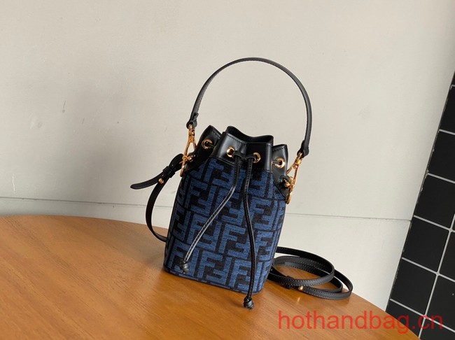 Fendi Mon Tresor Laminated FF jacquard fabric mini bag 8BS010 blue