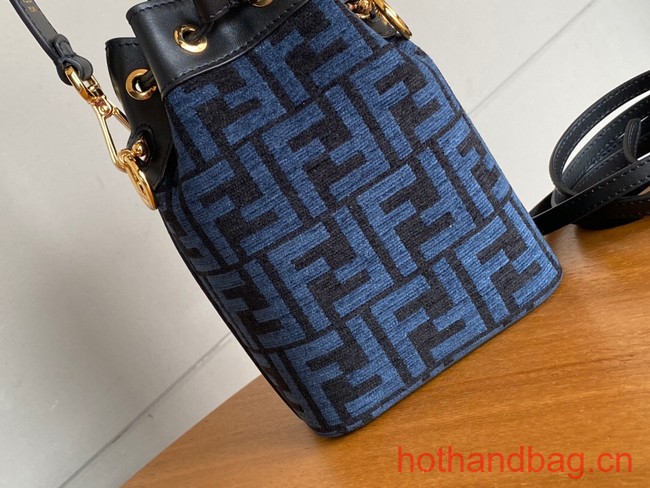 Fendi Mon Tresor Laminated FF jacquard fabric mini bag 8BS010 blue