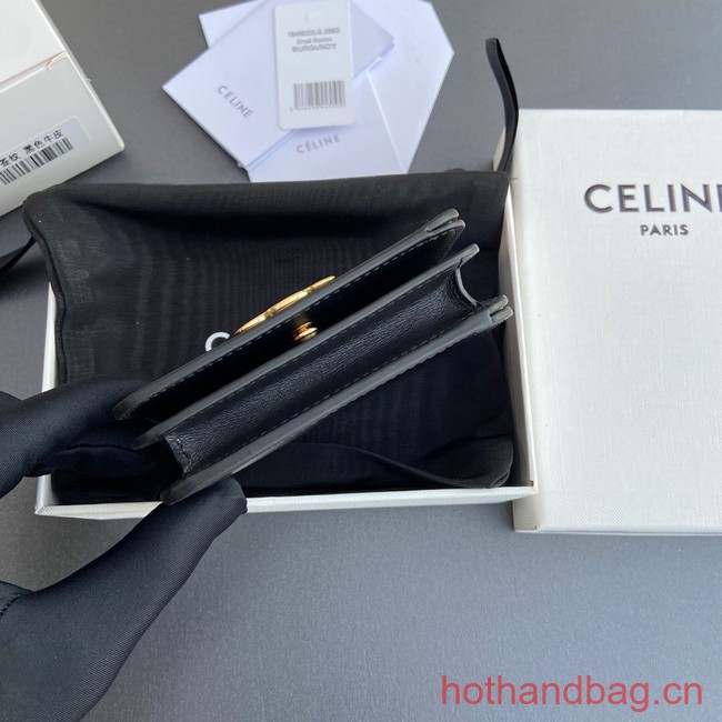 Celine TRIOMPHE COMPACT WALLET IN SHINY CALFSKIN 10K623 BLACK