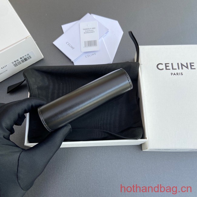 Celine TRIOMPHE COMPACT WALLET IN SHINY CALFSKIN 10K623 BLACK