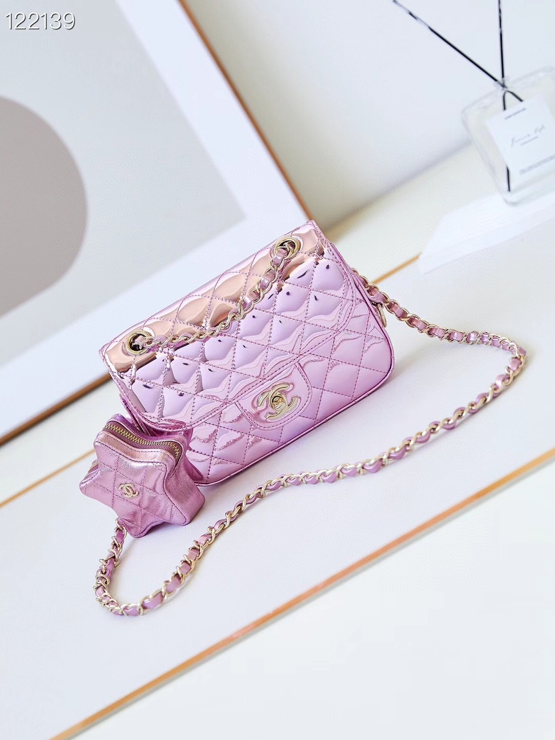 Chanel MINI FLAP BAG & STAR COIN PURSE AS4646 Pink