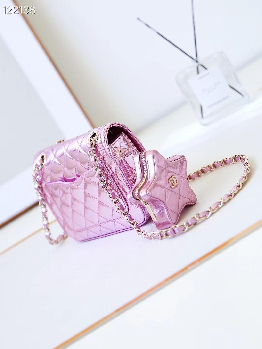 Chanel MINI FLAP BAG & STAR COIN PURSE AS4646 Pink