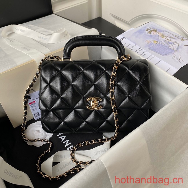 Chanel small flap bag with top handle AS4544 black