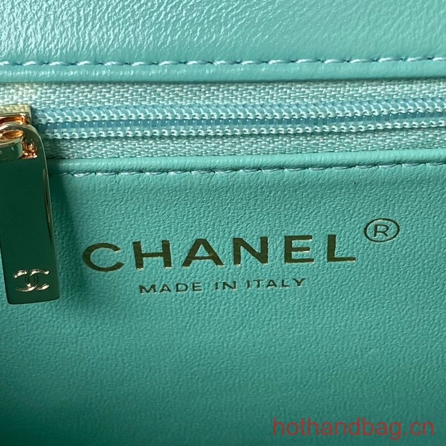 Chanel small flap bag with top handle AS4544 green