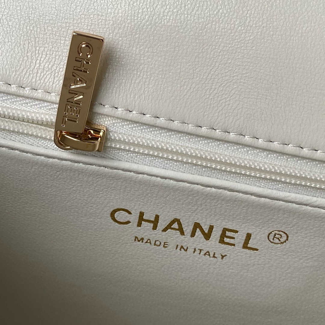 Chanel small flap bag with top handle AS4544 white