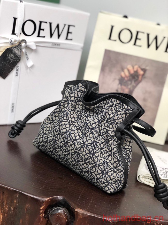 Loewe Mini Anagram jacquard and cow leather Flamenco clutch 26941 black