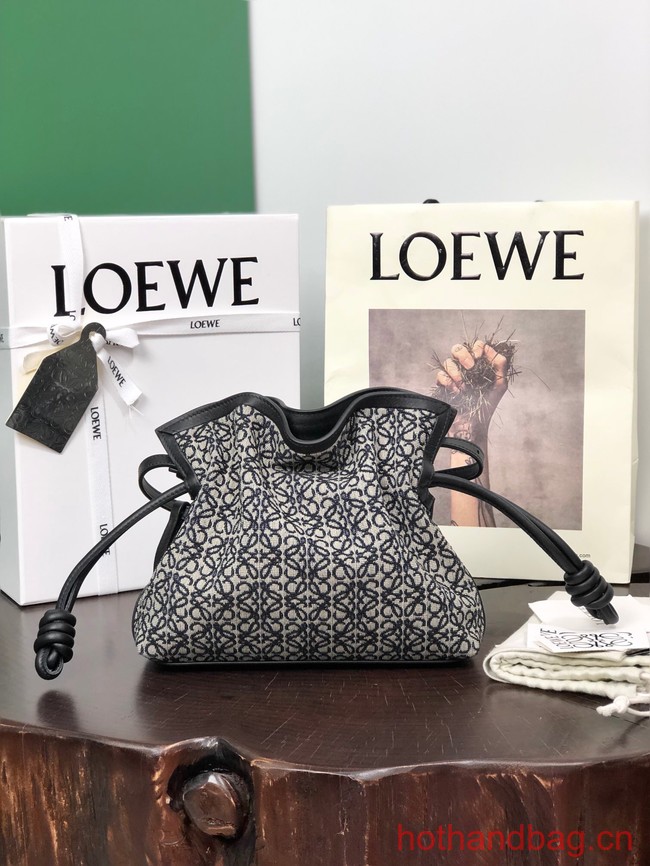 Loewe Mini Anagram jacquard and cow leather Flamenco clutch 26941 black