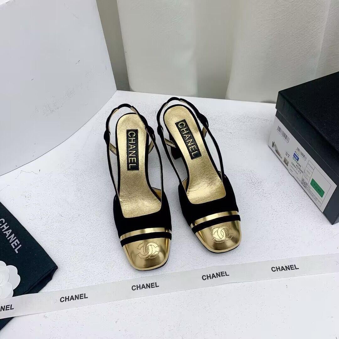 Chanel Shoes 35MM or 75MM Heels CH19032 Black&Gold