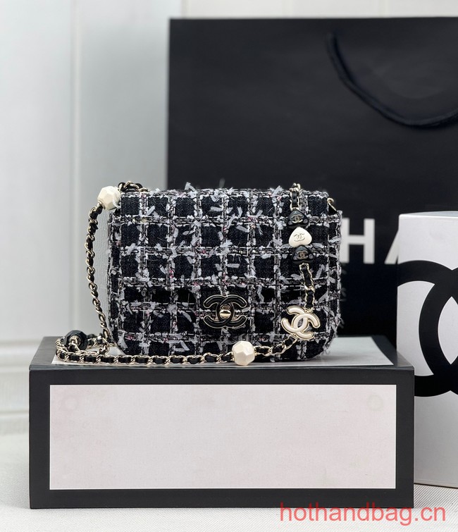 Chanel Tweed CLUTCH WITH CHAIN AS3782 black