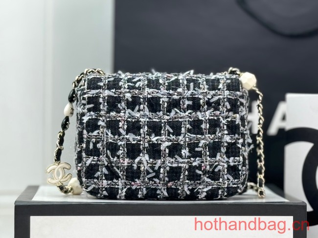 Chanel Tweed CLUTCH WITH CHAIN AS3782 black