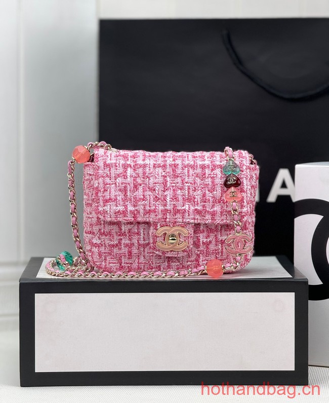 Chanel Tweed CLUTCH WITH CHAIN AS3782 pink