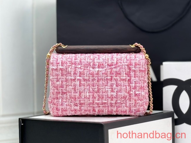 Chanel Tweed CLUTCH WITH CHAIN AS4151 pink