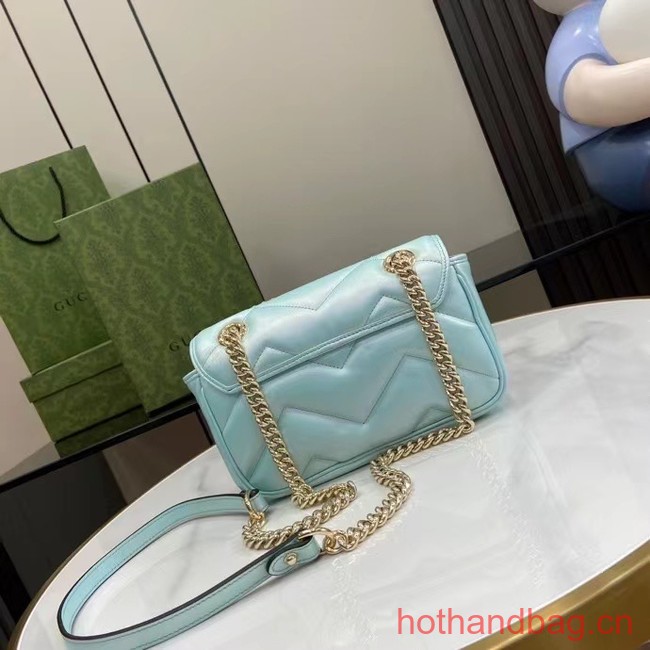 Gucci GG MARMONT MINI SHOULDER BAG 446744 Blue iridescent