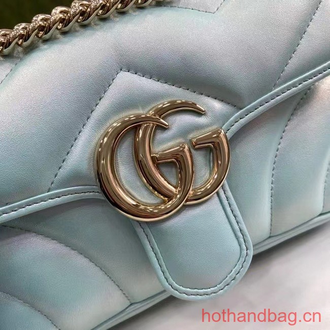 Gucci GG MARMONT MINI SHOULDER BAG 446744 Blue iridescent