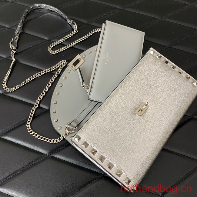 VALENTINO GARAVANI Loco Calf leather bag 0059 silver