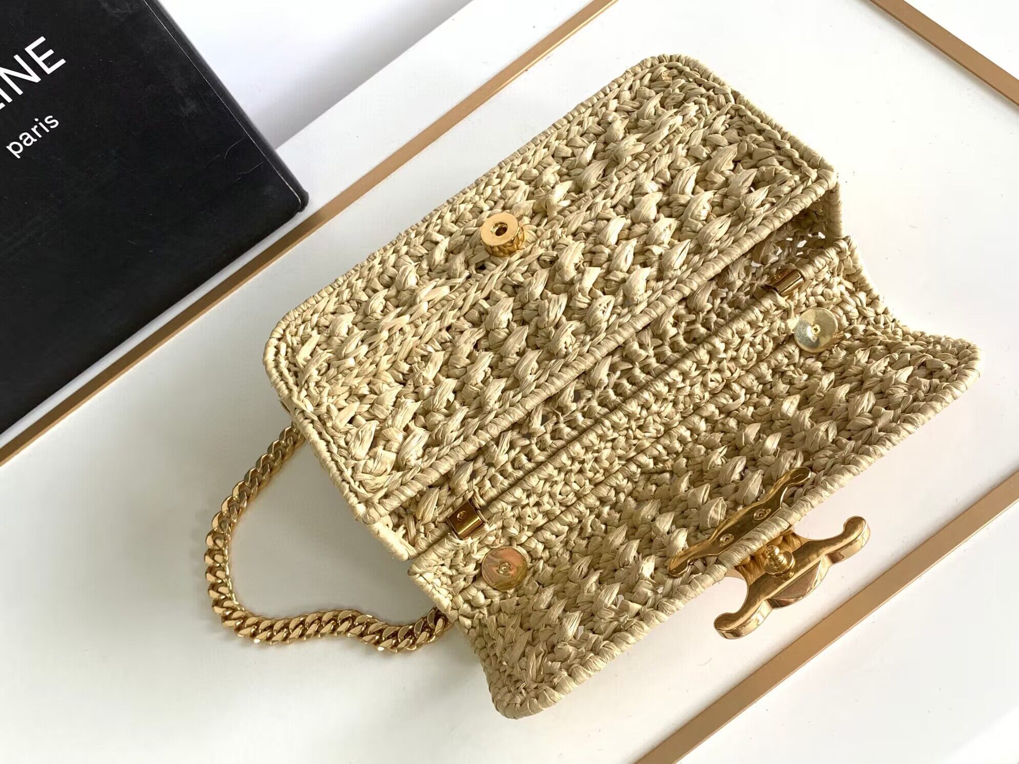 CELINE Chain Claude IN Raffia Plein Soleil Bag 197993