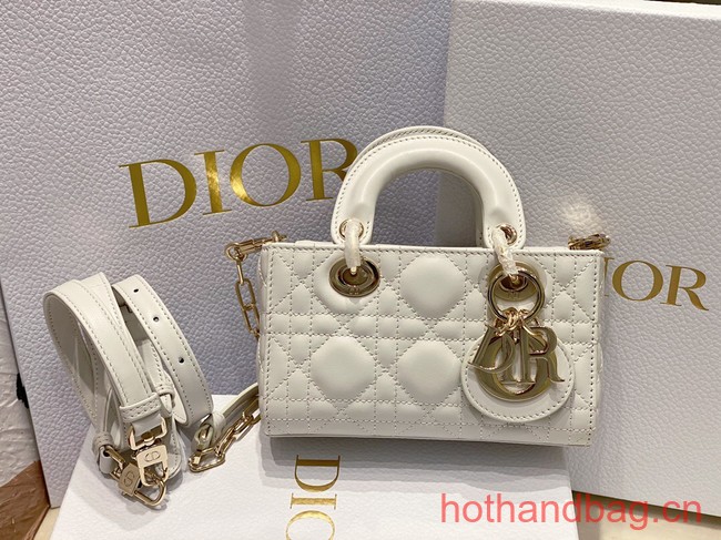 Dior mini Lady D-Joy Bag Cannage Lambskin 9230 white