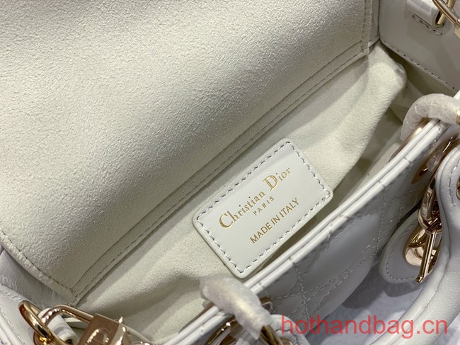 Dior mini Lady D-Joy Bag Cannage Lambskin 9230 white