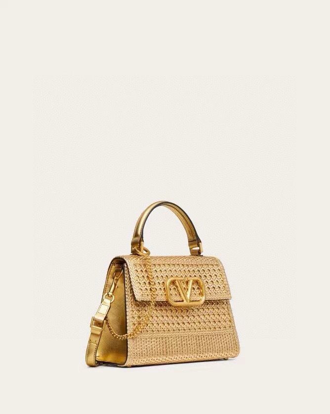 VALENTINO Small Woven Shoulder Bag 9861 Apricot