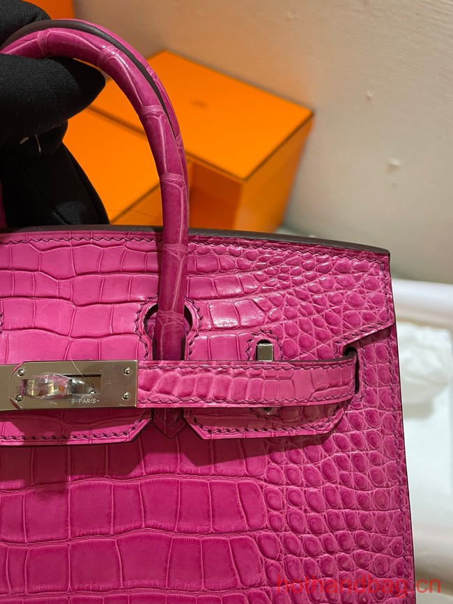 Hermes Birkin 25CM Original Crocodile Leather Bag 5533 Fuchsia