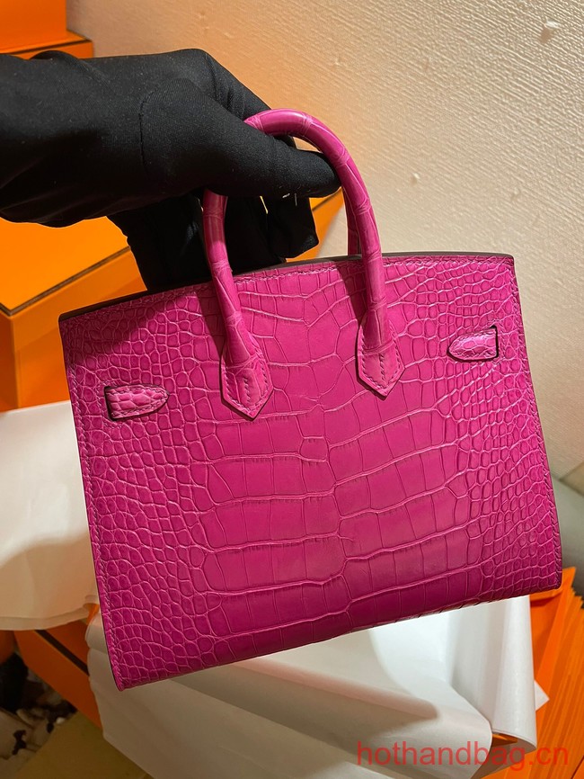 Hermes Birkin 25CM Original Crocodile Leather Bag 5533 Fuchsia