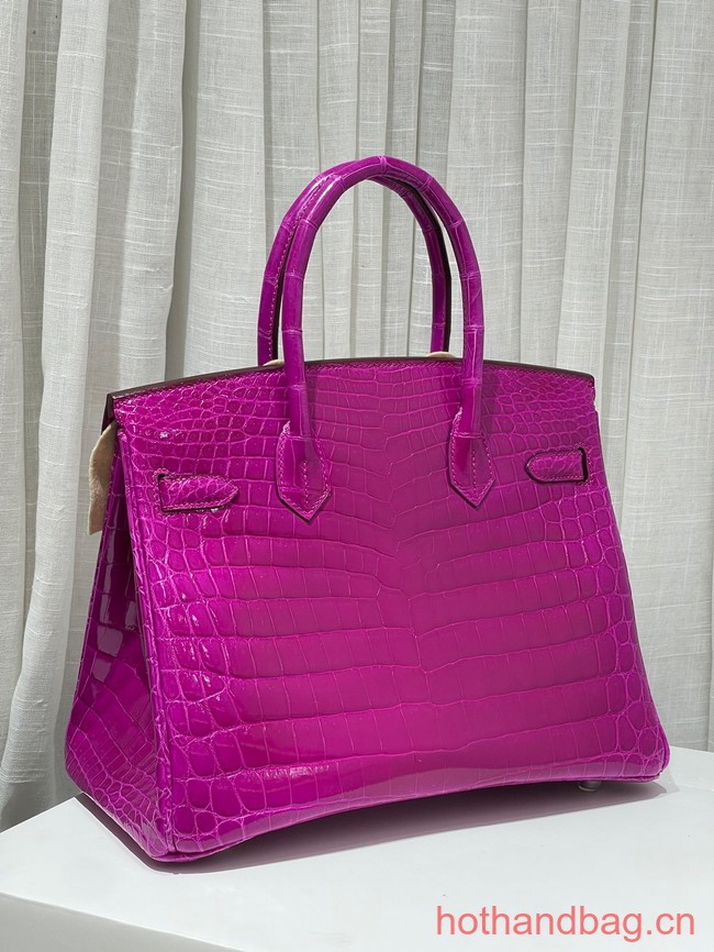 Hermes Birkin 30CM Original Crocodile Leather Bag 5530 Fuchsia