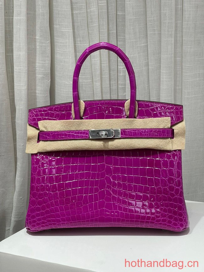 Hermes Birkin 30CM Original Crocodile Leather Bag 5530 Fuchsia