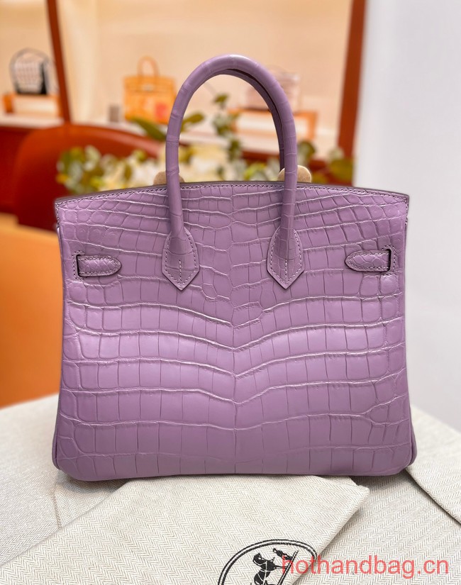 Hermes Birkin 30CM Original Crocodile Leather Bag 5530 Light purple