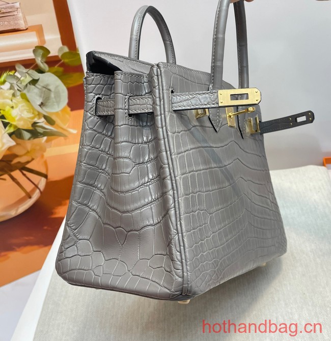 Hermes Birkin 30CM Original Crocodile Leather Bag 5530 gray