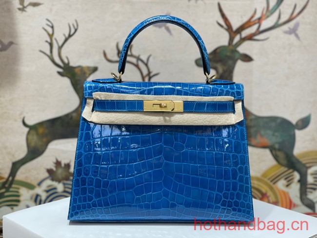 Hermes original Kelly Crocodile Leather 5525 blue