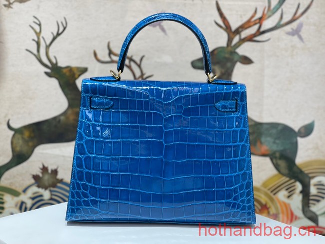 Hermes original Kelly Crocodile Leather 5525 blue