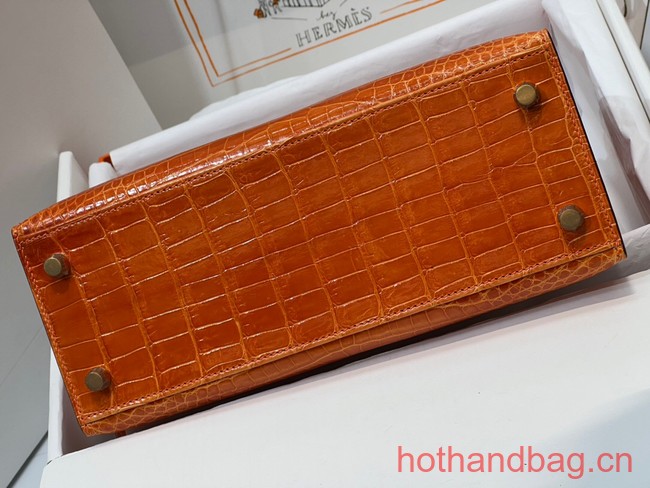 Hermes original Kelly Crocodile Leather 5525 orange