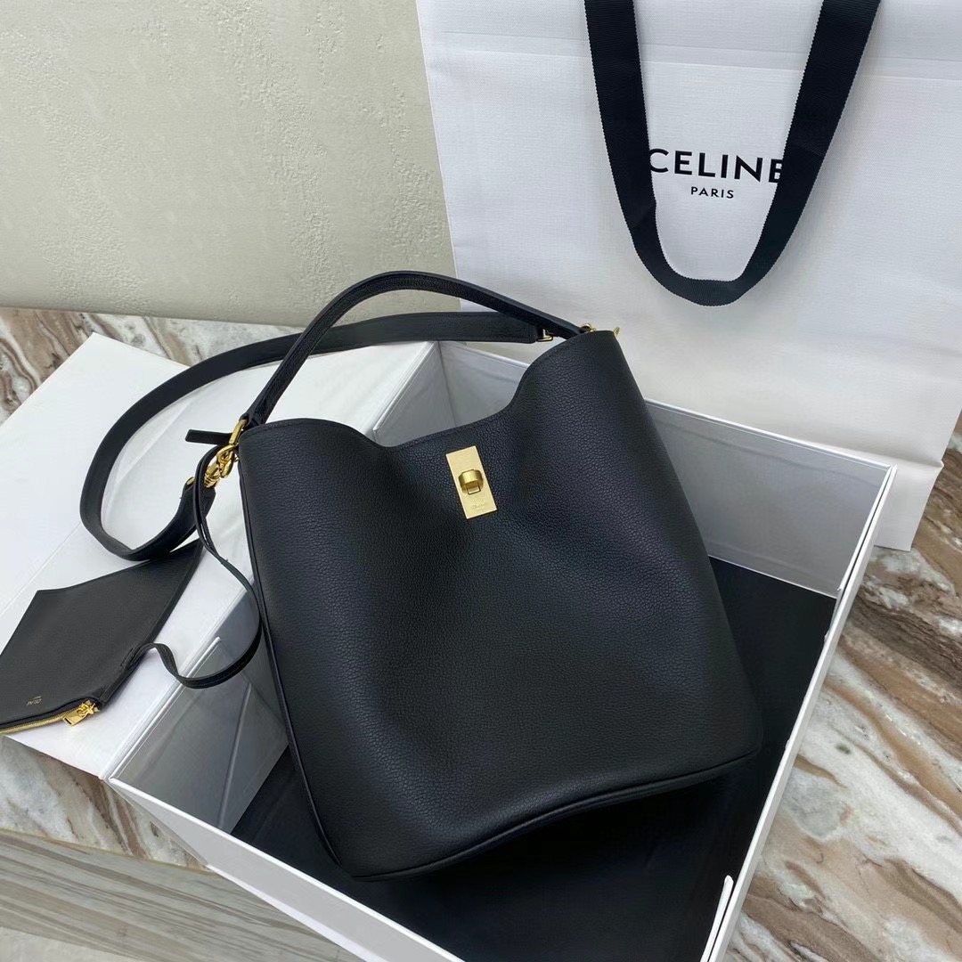 Celine BUCKET 16 BAG IN SUPPLE GRAINED CALFSKIN 195573 black