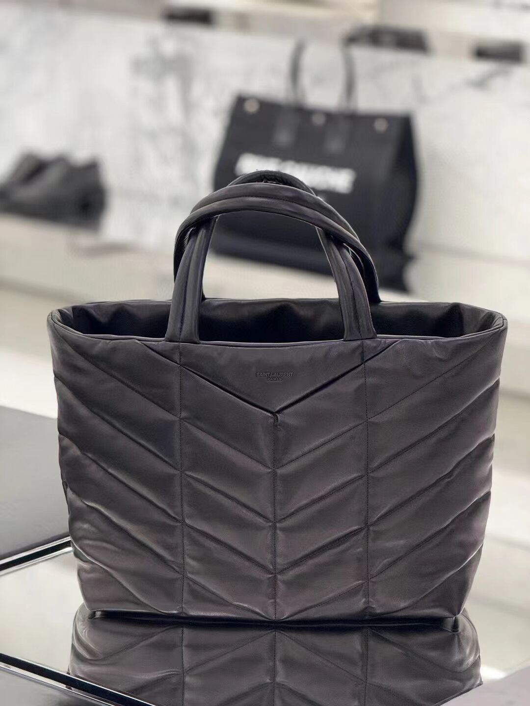 SAINT LAURENT TOTE IN SILKTECH CANVAS Y577729-1 BLACK