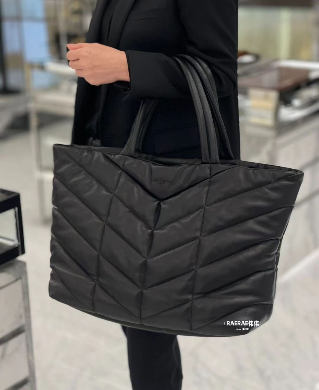 SAINT LAURENT TOTE IN SILKTECH CANVAS Y577729-1 BLACK