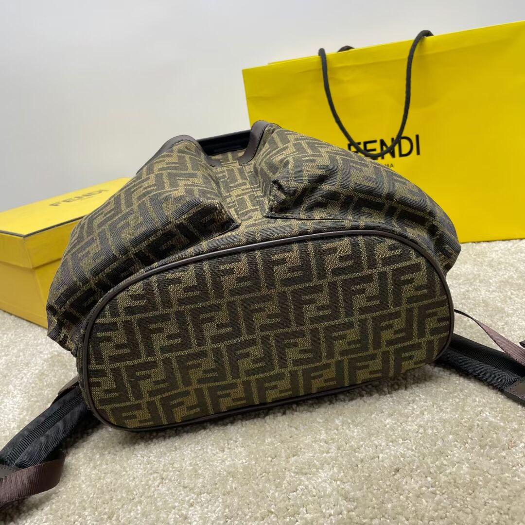 Fendi FF Jacquard Fendi Strike Medium fabric backpack 7VZ070A brown