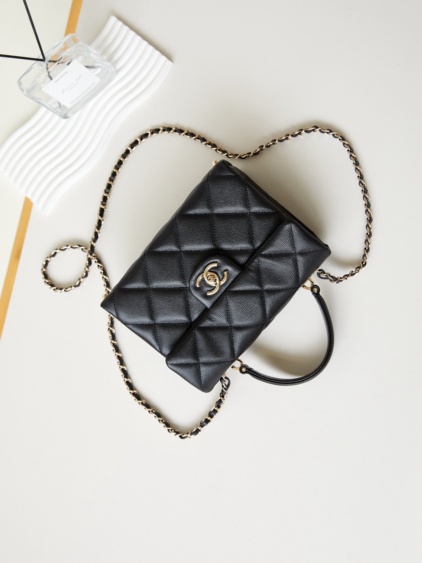 Chanel FLAP BAG WITH TOP HANDLE AS4711 BLACK