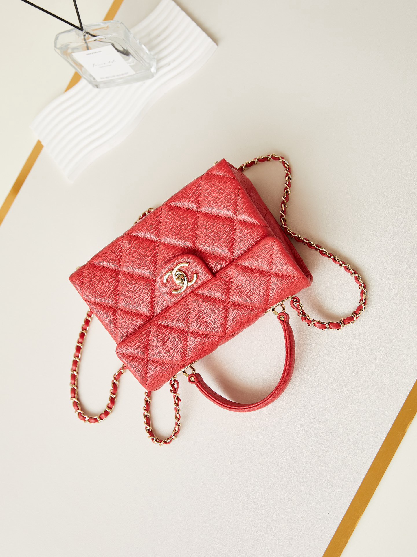 Chanel FLAP BAG WITH TOP HANDLE AS4711 RED