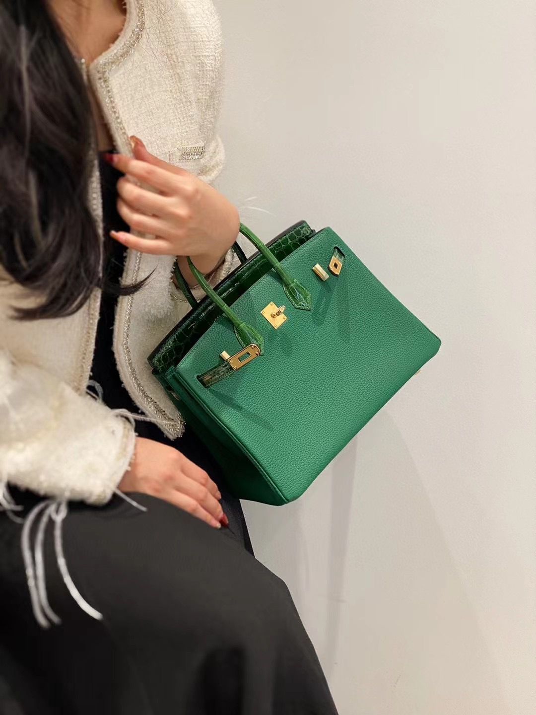 Hermes Birkin Bag Original Leather crocodile togo HBK2530 green