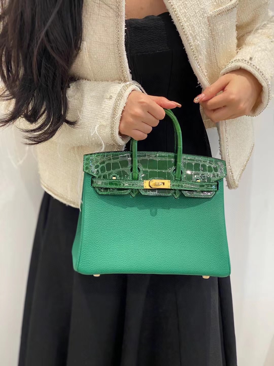 Hermes Birkin Bag Original Leather crocodile togo HBK2530 green