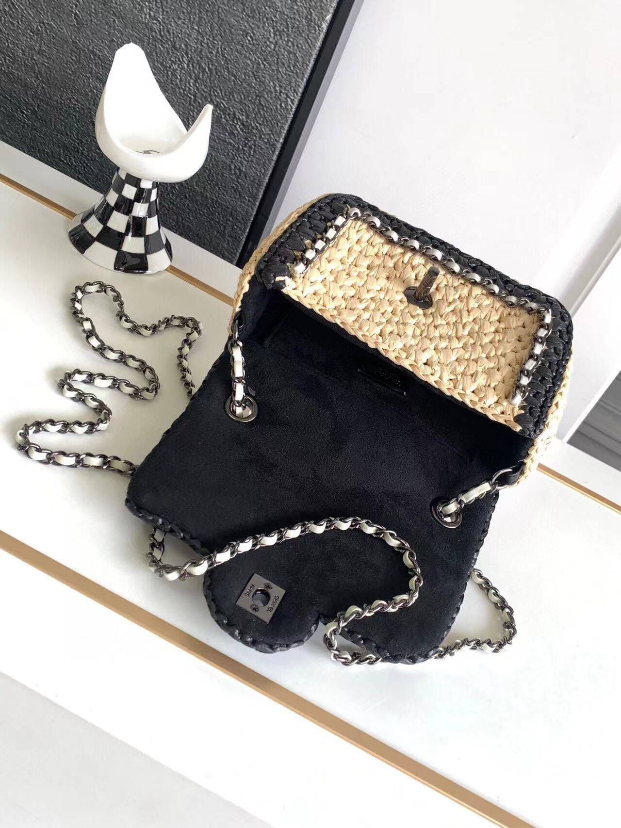 Chanel Weaving Mini Flap Bag AS6009 Black&Beige