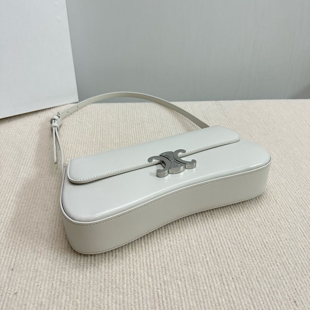 CELINE MEDIUM CELINE LOLA BAG IN SHINY CALFSKIN BLANC DE BLANC 115532 white